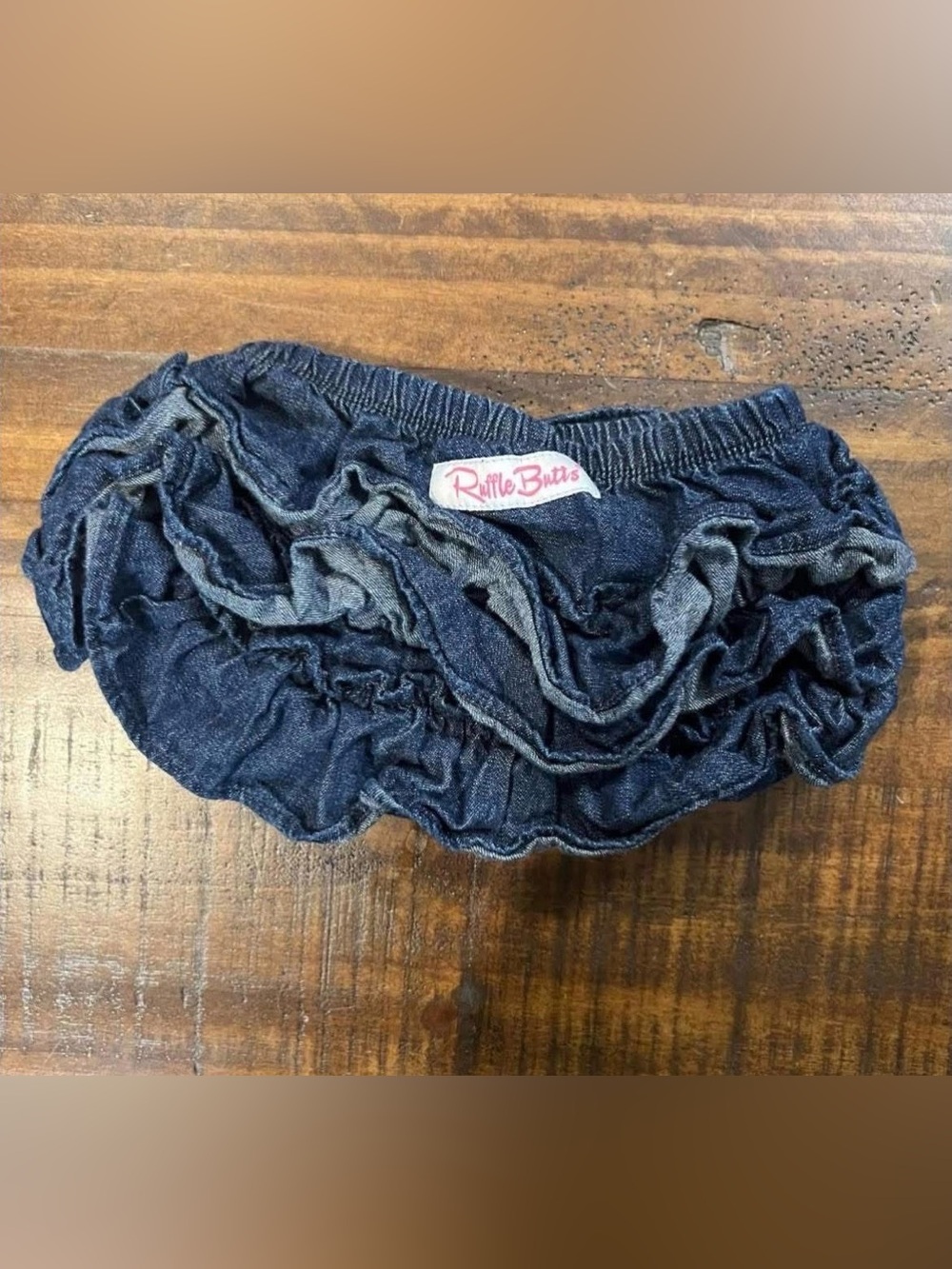 Ruffle Butts Dark Blue Denim Ruffle Bloomer 18/24 months
